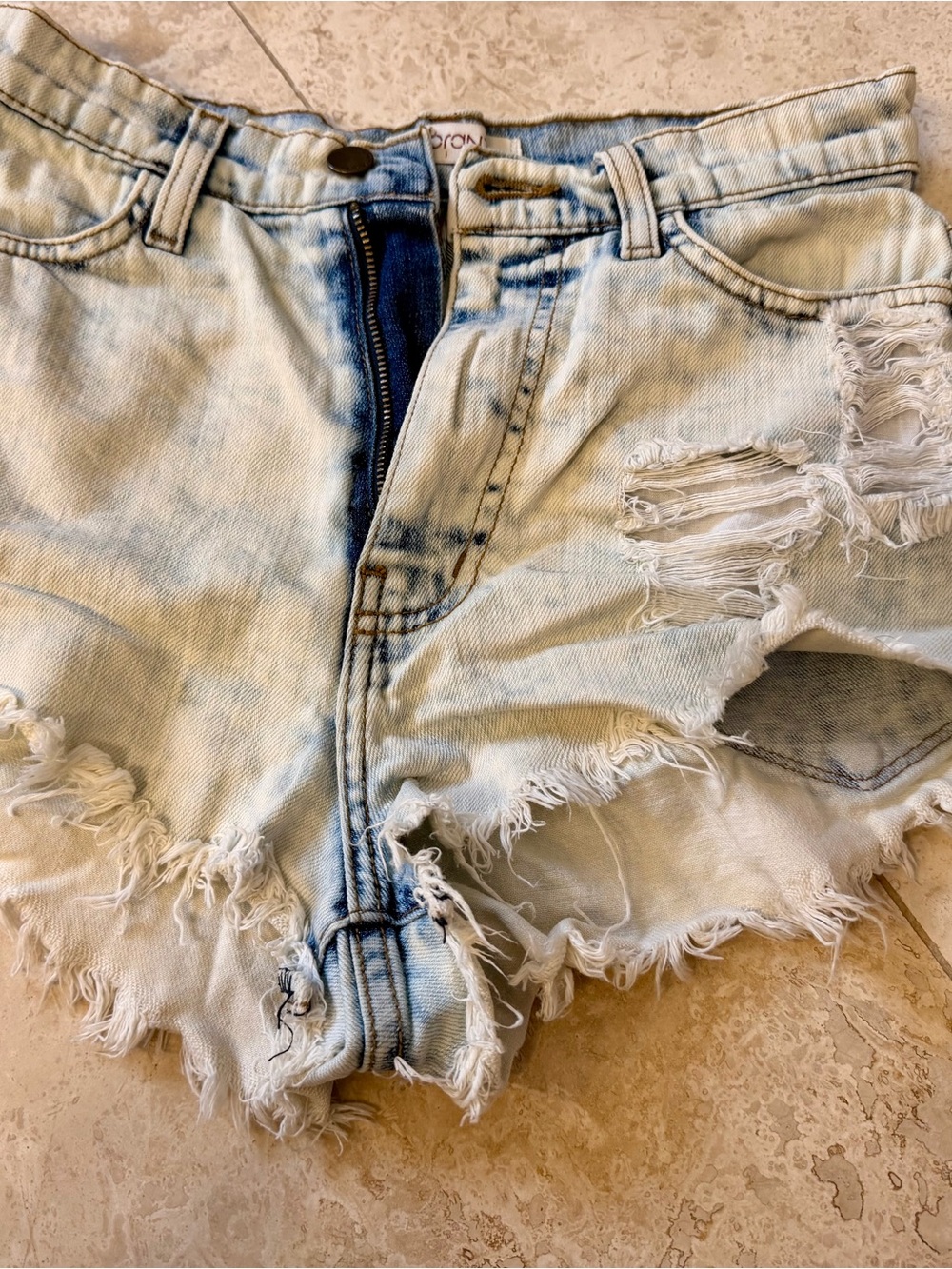 Light Wash Distressed Women’s Denim Shorts - Picture 4 of 4